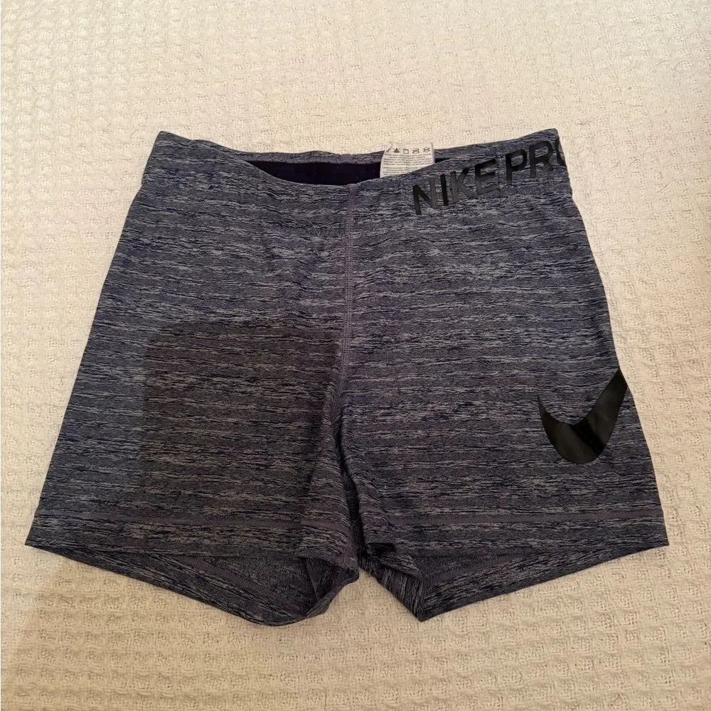 Nike Pro Heathered Gray/Blue Athletic Shorts